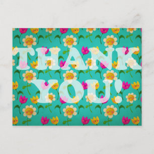 Postal Kawaii Flowers Gracias