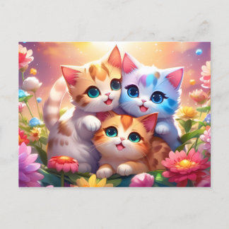 Postal kawaii gatitos