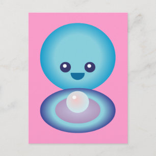 Postal Kawaii Happy Clam