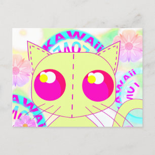 Postal Kawaii ilustracion de anime amarillo