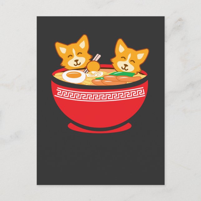 Postal Kawaii japonés Anime Corgi Perro Gracioso regalo d (Anverso)