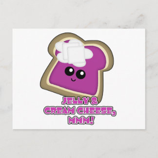 Postal Kawaii Jelly y la tostada de queso crema