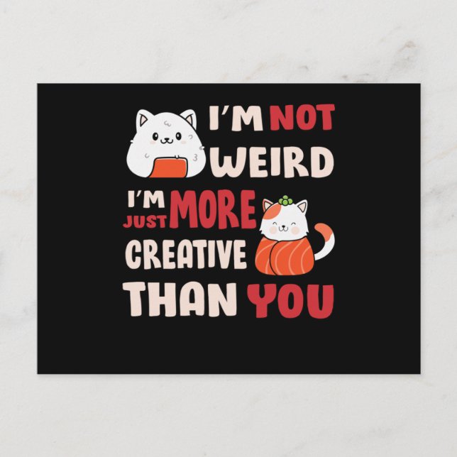 Postal Kawaii lindo diseño de gato con cita de inspiració (Anverso)