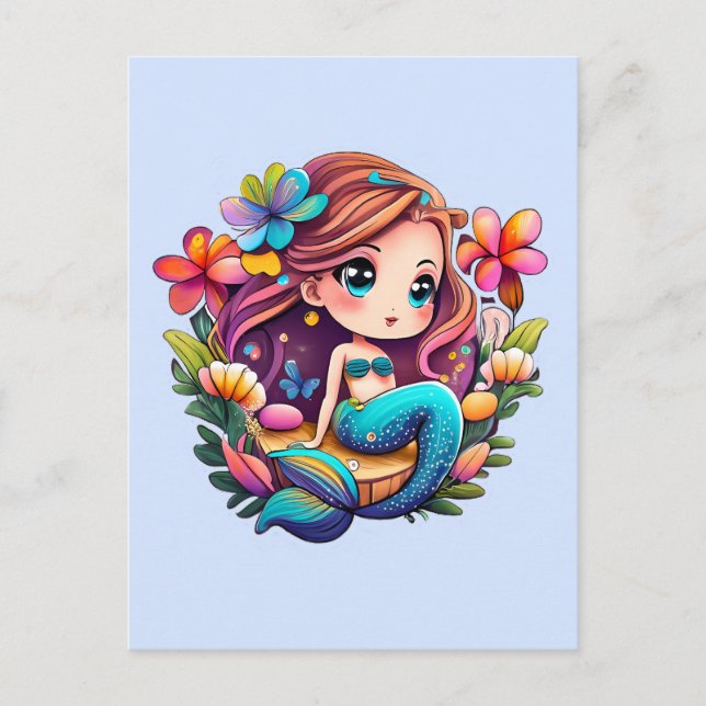 Postal Kawaii Mermaid (Anverso)