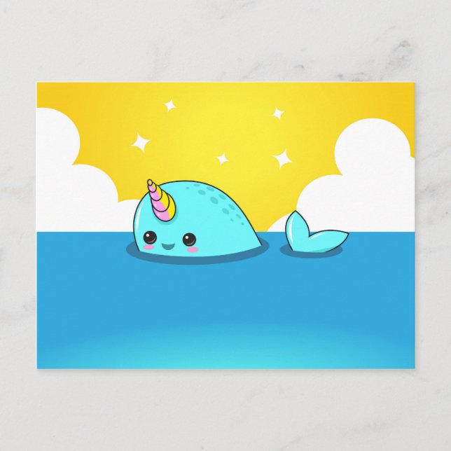 Postal Kawaii Narwhal (Anverso)