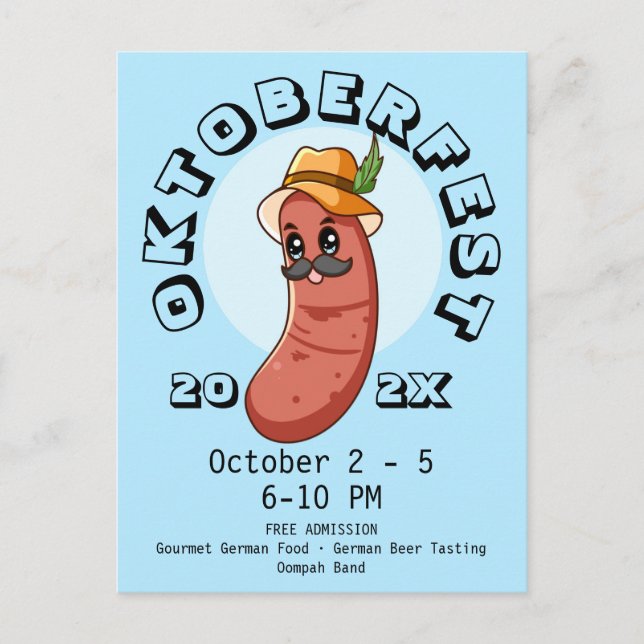Postal Kawaii Oktoberfest Bratwurst (Anverso)
