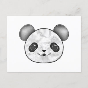 Postal Kawaii Panda Dibujando En Blanco Y Negro