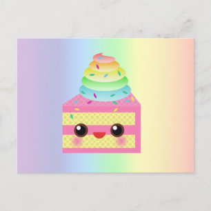 Postal Kawaii Pastel Rosa Arcoiris Sprinkles Divertido po