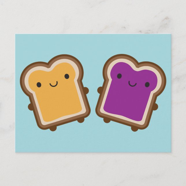Postal Kawaii Peanut Butter & Jelly Sandwich Couple (Anverso)