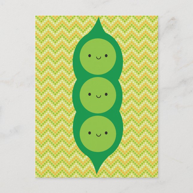 Postal Kawaii Peas en un podo (Anverso)