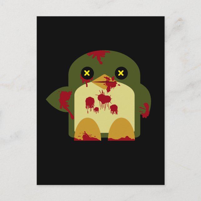Postal Kawaii Penguin Zombie Horror Grueso (Anverso)