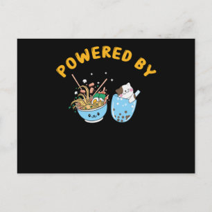 Postal Kawaii Ramen y diseño de gato   Ramen y gato con e