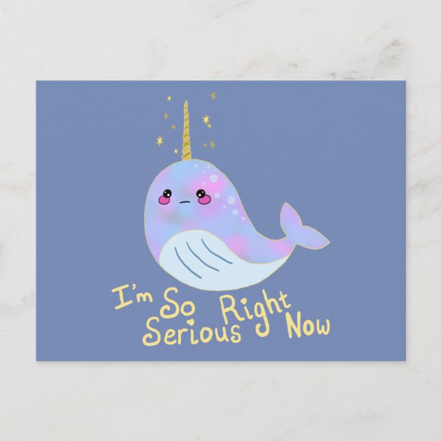 Postal Kawaii Serious Narwhal (Anverso)