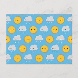 Postal Kawaii Sol y Lluvia