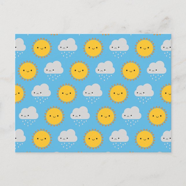 Postal Kawaii Sol y Lluvia (Anverso)