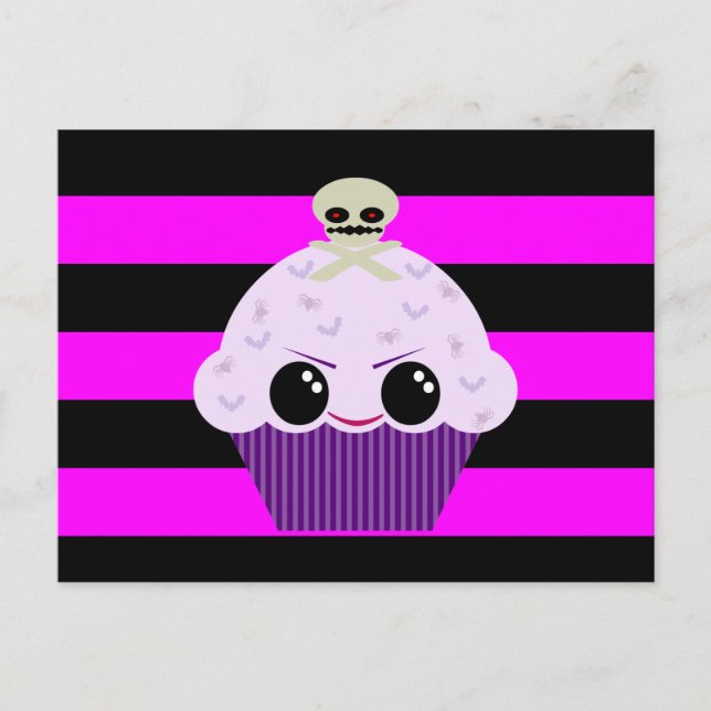 Postal Kawaii Spooky Cupakes Skull Spill Bats (Anverso)