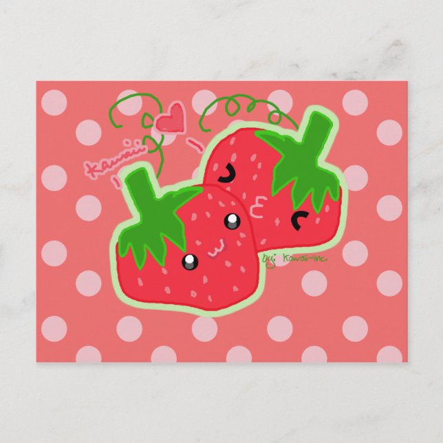 Postal Kawaii Strawberry (Anverso)