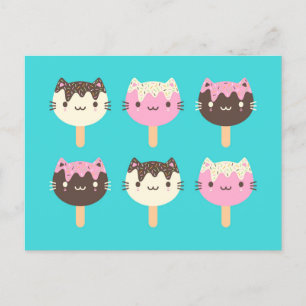Postal Kawaii Summer Ice Lolly Popsicle Cats