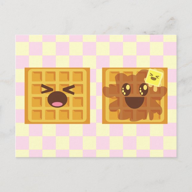 Postal ¡kawaii waffles por la mañana! (Anverso)
