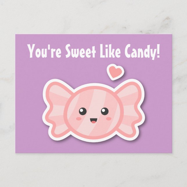 Postal Kawaii y Dulce Como Caramelo (Anverso)