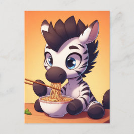 Postal Kawaii Zebra Eating Ramen