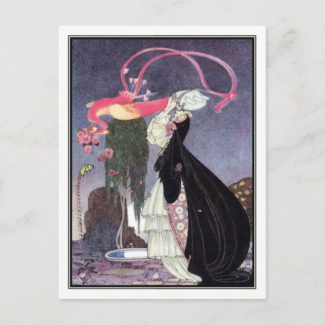 Postal Kay Nielsen - En polvo y crinolina (Anverso)