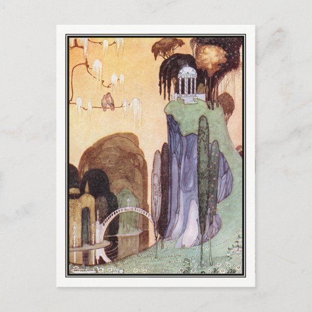 Postal Kay Nielsen - En polvo y crinolina (Anverso)
