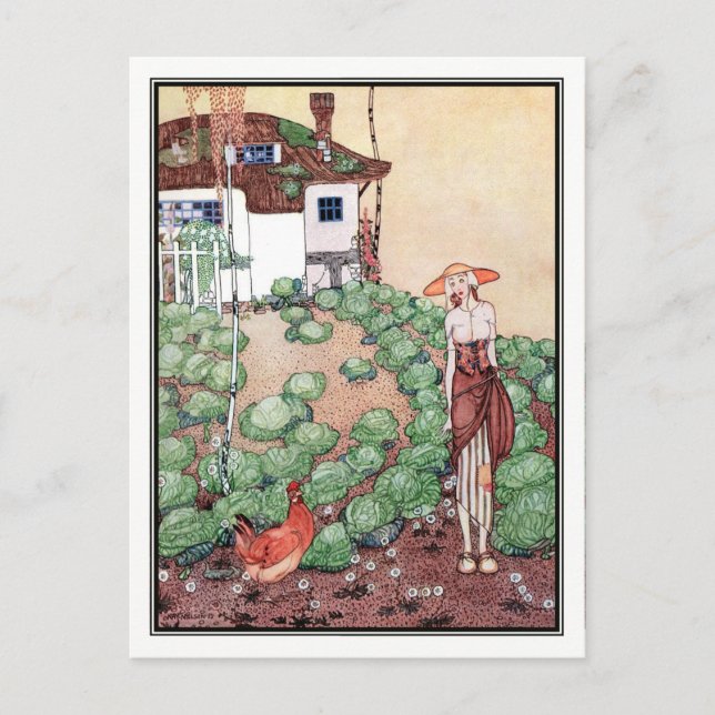 Postal Kay Nielsen - En polvo y crinolina (Anverso)