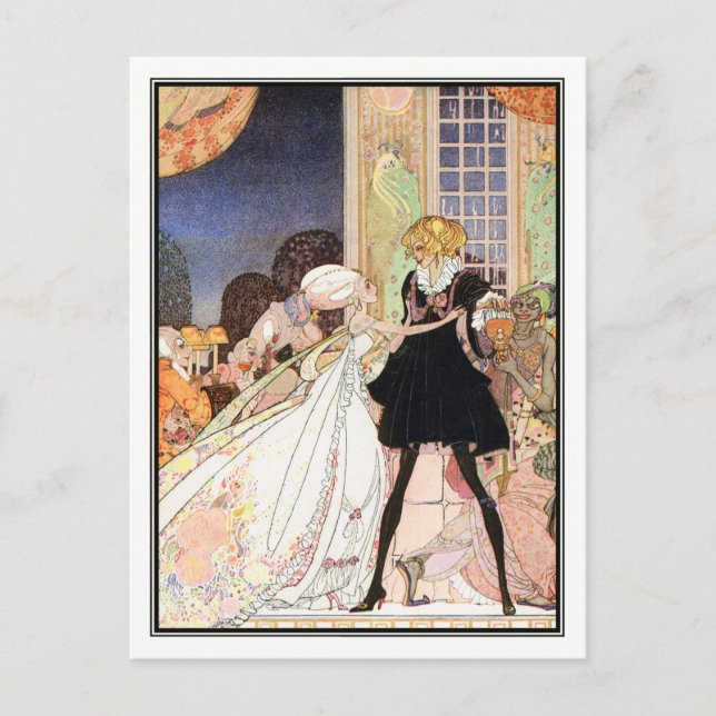 Postal Kay Nielsen - En polvo y crinolina (Anverso)