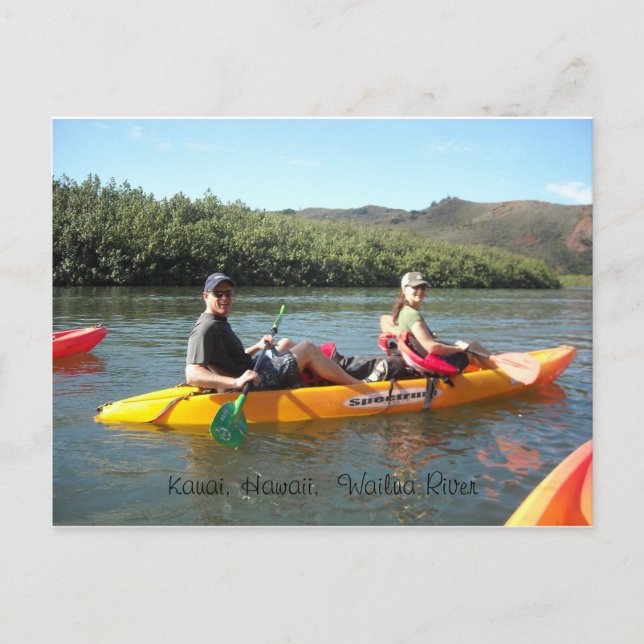 Postal Kayak En El Río Wailua (Anverso)
