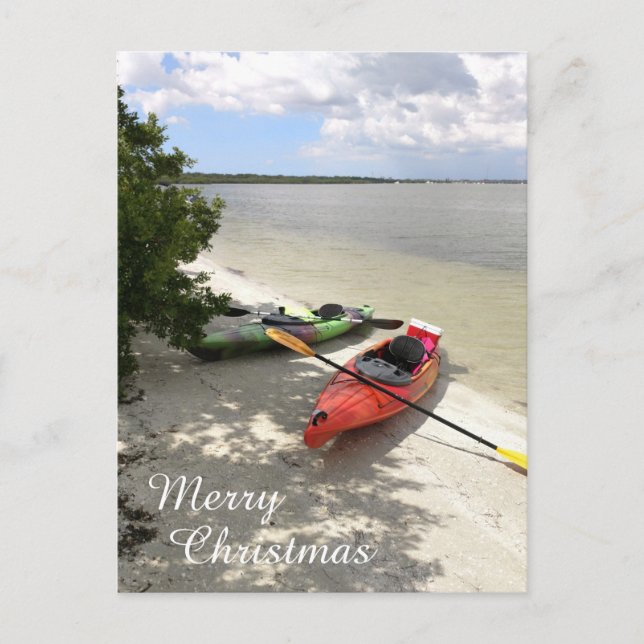 Postal Kayak está en la playa, Navidades Kayak (Anverso)
