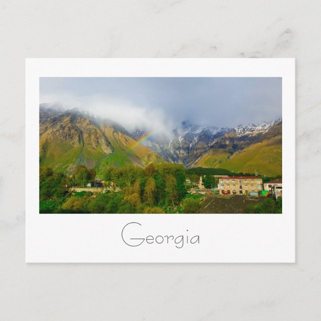 Postal Kazbegi Georgia cautiva el arcoiris de las montaña (Anverso)