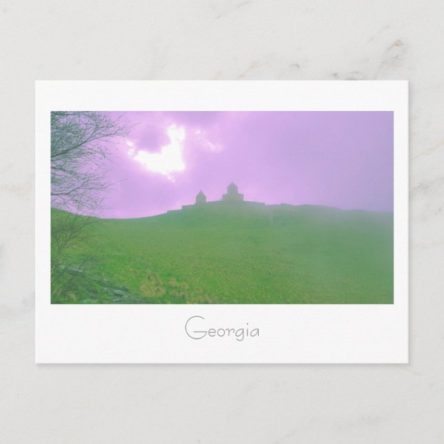 Postal Kazbegi Georgia Gergeti Church Mountain Landscape (Anverso)
