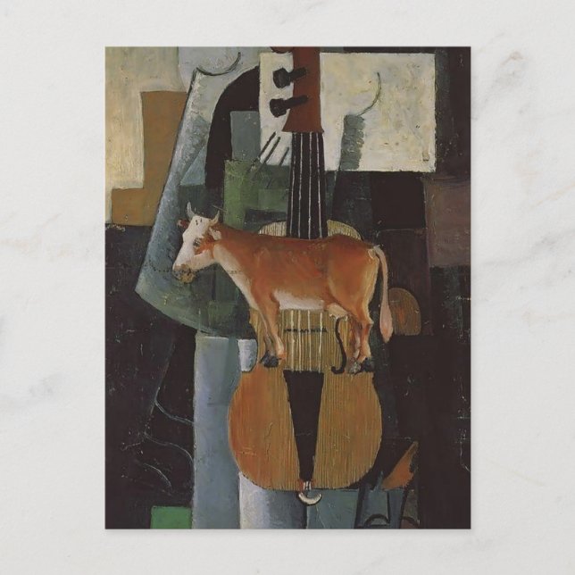 Postal Kazimir Malevich - Vaca y violín (Anverso)