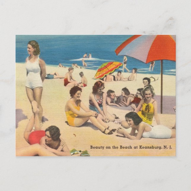 Postal Keansburg, NJ Antique Beach Scene (Anverso)