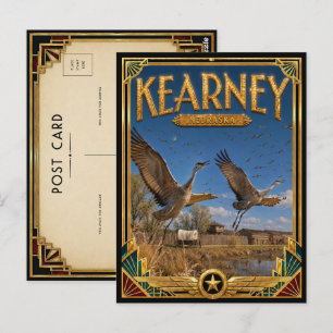 Postal Kearney Nebraska Arte Deco Vintage Edad Dorada