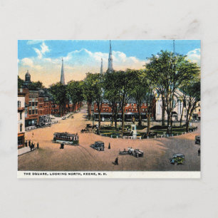 Postal KEENE NH Town Square View, 1922 Vintage