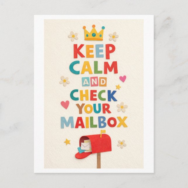 Postal "Keep Calm and Check Your Mailbox" (Anverso)