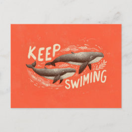 Postal Keep Swimming Whales