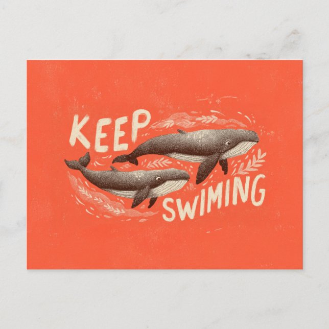 Postal Keep Swimming Whales (Anverso)