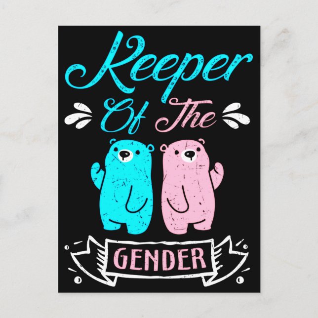 Postal Keeper of the Gender Pink and Blue Teddy Bear (Anverso)