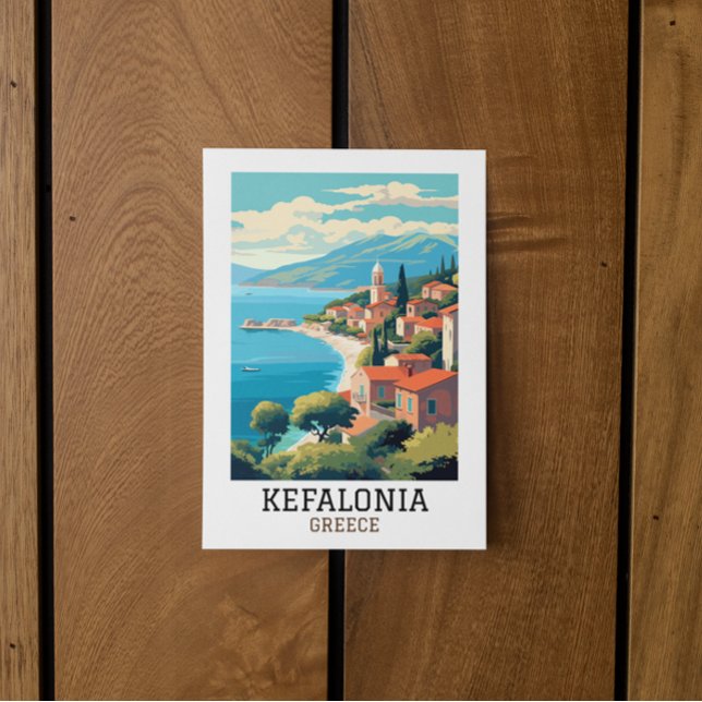 Postal Kefalonia Grecia Viaje retro vintage (kefalonia greece retro vintage travel postcard)