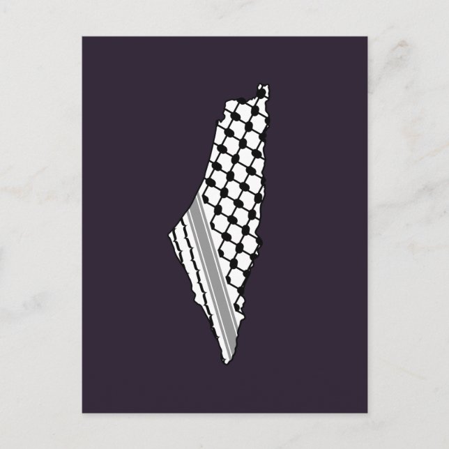 Postal Keffiyeh palestino, mapa libre de Palestina Kufiya (Anverso)