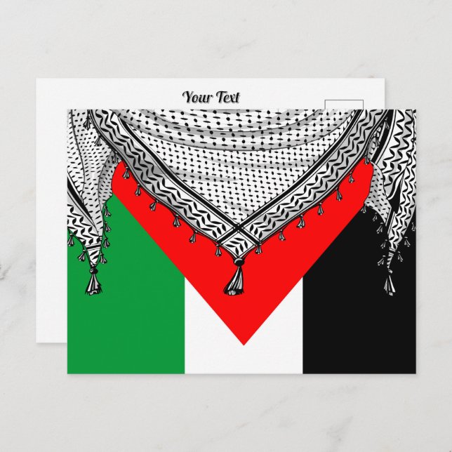 Postal Keffiyeh palestino Scarf tejido tradicional (Anverso / Reverso)