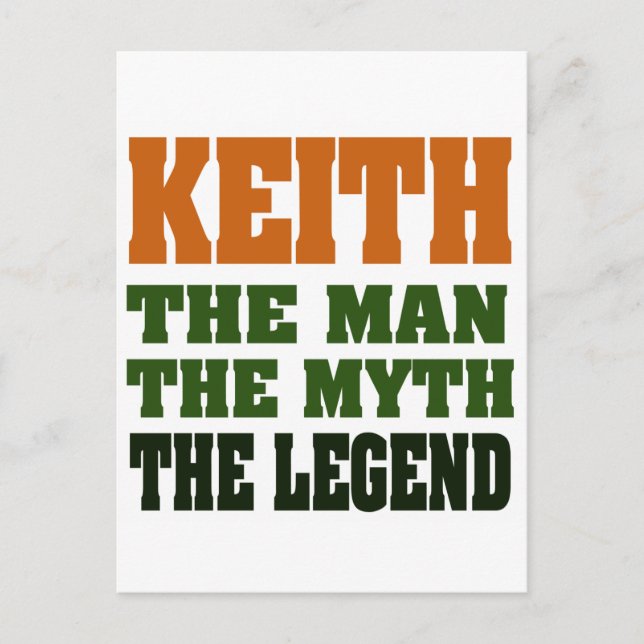 Postal KEITH - ¡El hombre, el mito, la leyenda! (Anverso)