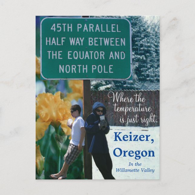 Postal Keizer Oregon Iris Capital 45º Paralelo (Anverso)