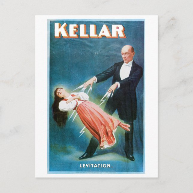 Postal Kellar ~ Levitación Magia Magia Vintage Act (Anverso)