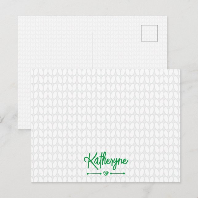 Postal Kelly Green Personalized Knit Stitch (Anverso / Reverso)