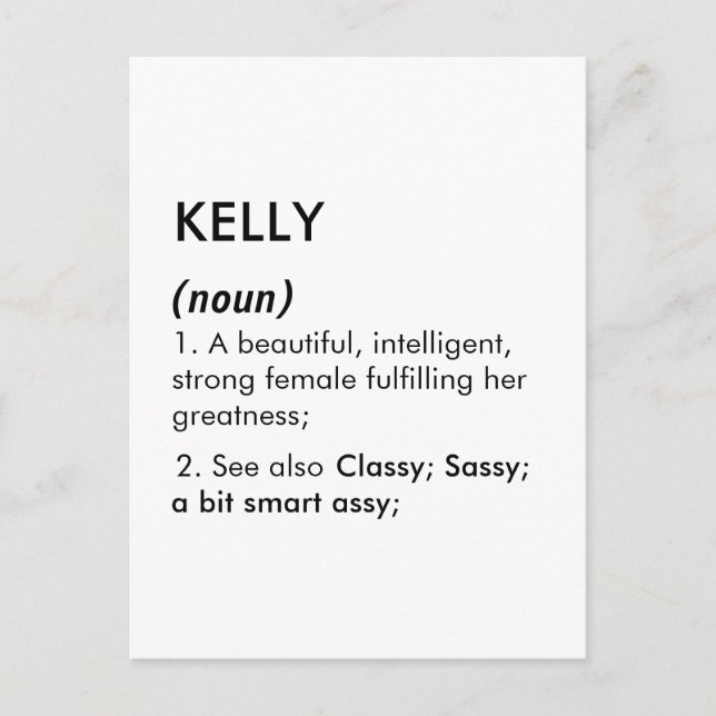 Postal Kelly name, Editable name, Custom name (Anverso)