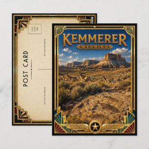 Postal Kemmerer Wyoming Arte Deco Vintage Edad Dorada